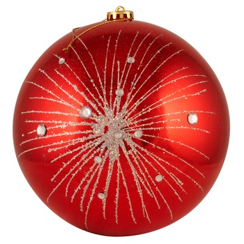 Glob Holly Giant Red, decorat cu cristale, 20 cm, rosu